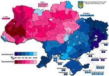 Die Präsidentenwahlen Ukraine 2010 gegen ein Bild über die Kräfteverhältnisse.