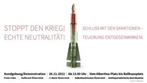 Demo: Stoppt den Krieg – echte Neutralität!